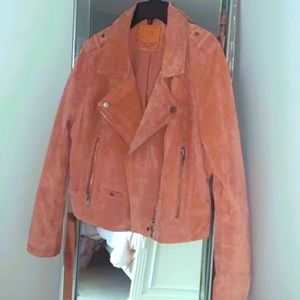 Mauve/pink suede Moto jacket